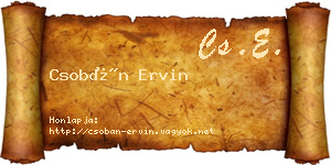 Csobán Ervin névjegykártya
