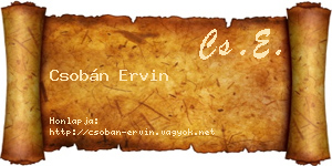 Csobán Ervin névjegykártya