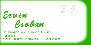 ervin csoban business card